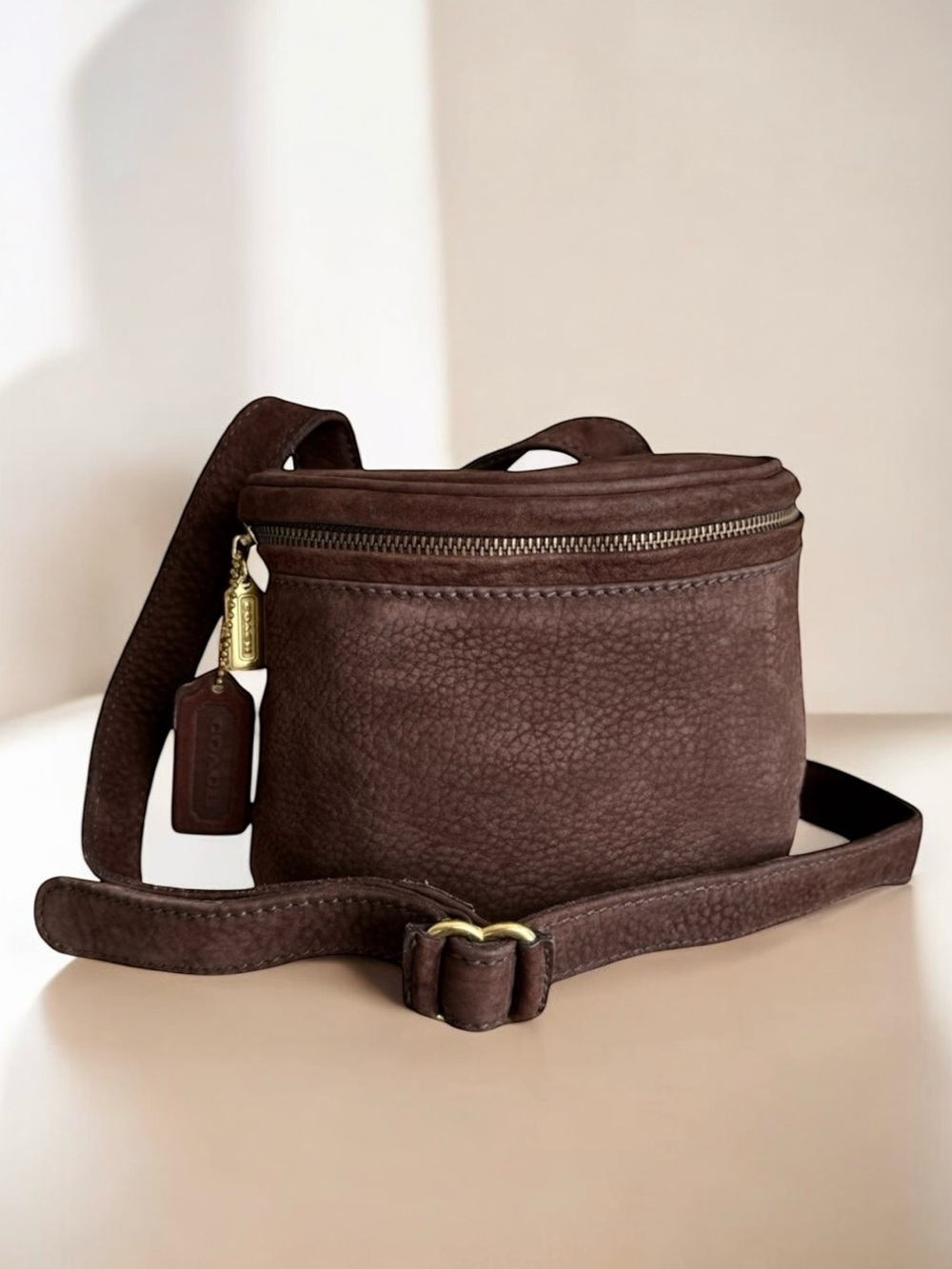 Rare Coach Vintage Creel Crossbody Bag Brown Nubuck Leather